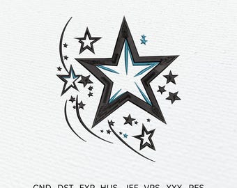 Elegant Star Embroidery Design Digital Machine Stitch File  (PES File) (Instant Download)