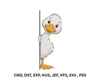Peeking Duck Embroidery Design, Cartoon Farm Animal Machine Pattern (Digital Download)