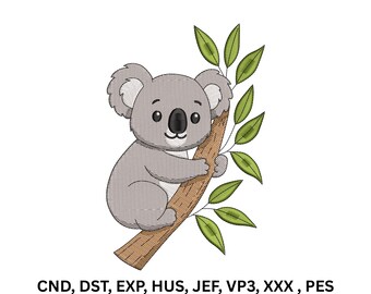 Koala on Tree Branch Machine Embroidery Design Baby Animal Digital Pattern