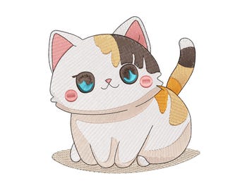 Cute Cat Embroidery Design for Sweatshirts & T-Shirts | Cat Digital Machine Embroidery Pattern | 6 Sizes | Instant Download