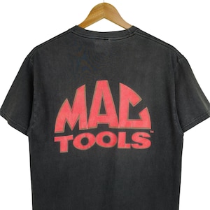 Vintage 90er Jahre MAC Werkzeuge Faded Black Pocket T-Shirt – Mechaniker Arbeitskleidung Gr. M