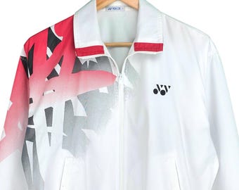 Vintage Yonex Badminton Embroidered Logo White Windbreaker Jacket