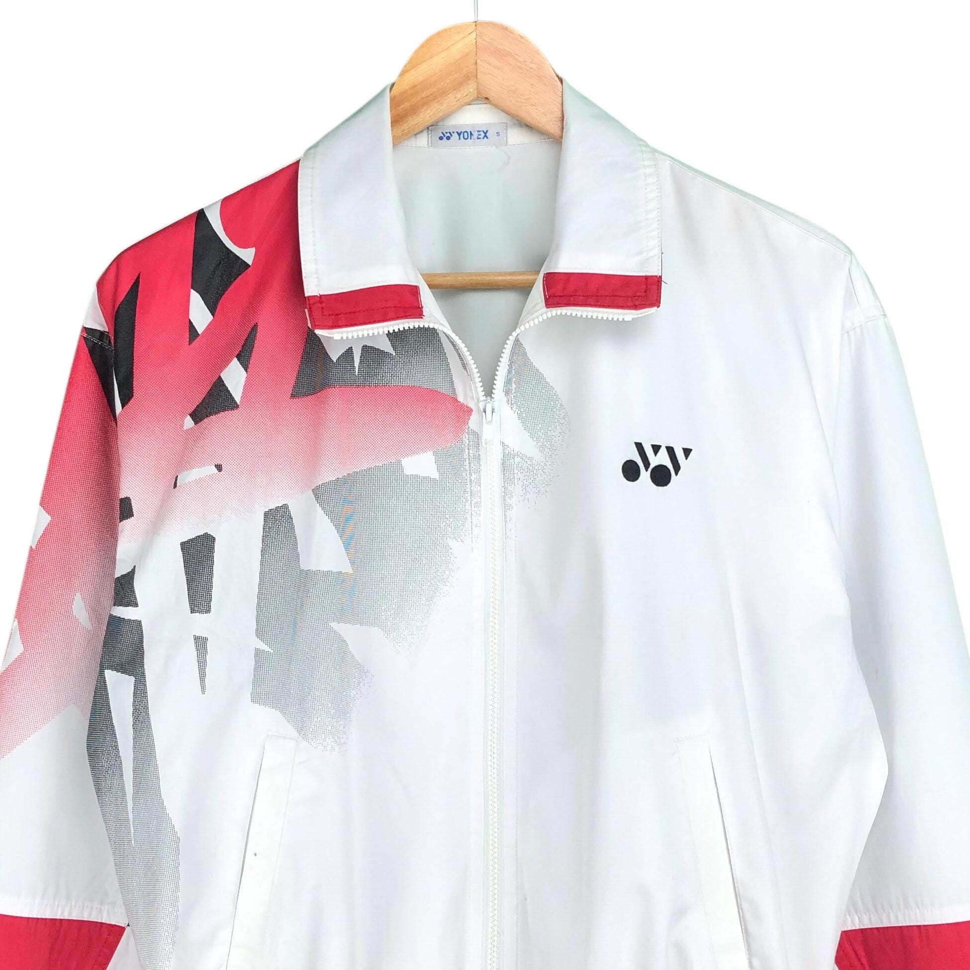 Vintage Yonex Badminton Embroidered Logo White Windbreaker Jacket