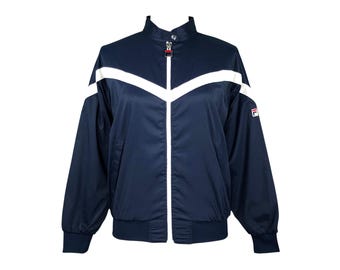 Chaqueta deportiva Fila vintage de los años 90, azul, blanco y rojo, para mujer, talla S - Ropa deportiva retro