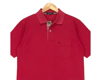 THOMAS BURBERRY Vintage Mens Polo Shirt 90s Burberrys of London