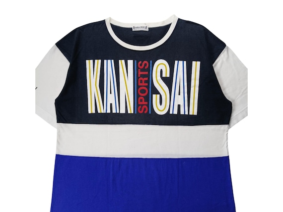 Kansai Yamamoto, Vintage Kansai Yamamoto 90s Colorblock T-Shirt | Japanese Designer Streetwear (Size M)