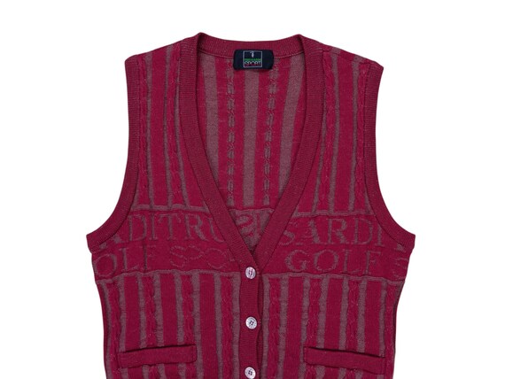 Vintage 90s Trussardi Sport Golf Wool Sweater Vest Dark Red (Fits S)