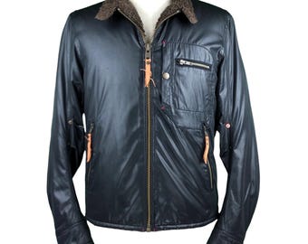 Giacca bomber nera Vintage Ball Rimini Italia – Streetwear foderata in pile L