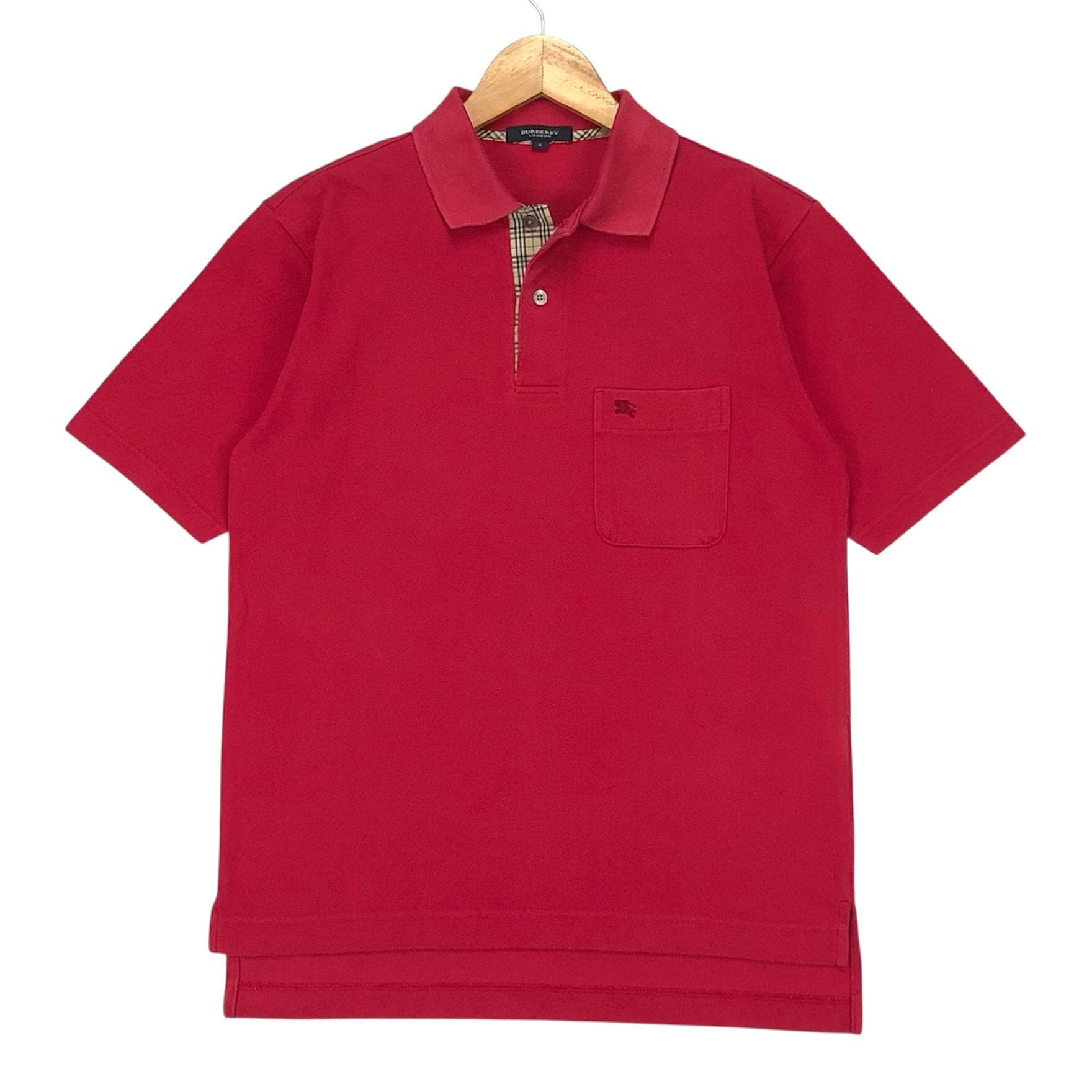 Vintage Burberry London Red Polo Shirt | Nova Check Collar | Men's