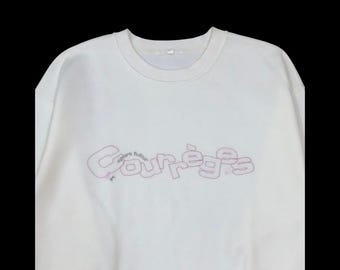 Felpa sportiva Courrèges vintage anni '90 / Pullover girocollo con logo ricamato M