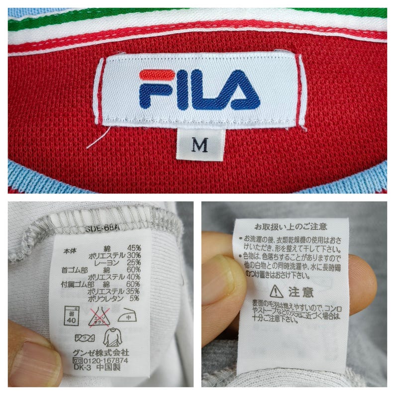 Sudadera vintage de cuello redondo con bloques de color de Fila de los 90 – Sudadera retro de estilo urbano imagen 3