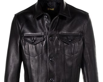 Naked Cowhide Jean Style schott leather jacket Geniune cowhide racing jacket