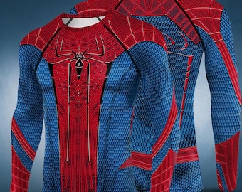 Camisetas de compresión con estampado de araña para hombre, ideales para cosplay de superhéroes, gimnasio, fitness, ropa deportiva, fiestas de carnaval y Comic Con.