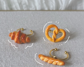 Rotating Bread Ring • Handmade Polymer Clay Ring • Croissant Pretzel Baguette Ring • Cute Food Jewelry • Adjustable Ring Gift