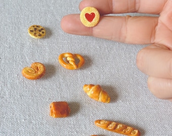 Bread Cookie Stud Earrings • Handmade Polymer Clay Earrings • Croissant Pretzel Baguette Cookie • Cute Food Jewelry • miniature gift