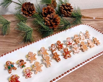 Gingerbread Man Jewelry • Polymer Clay • Gingerbread Collection – Rings / Brooches / Earrings / Ear Clips • Spinning rings • Christmas Gift