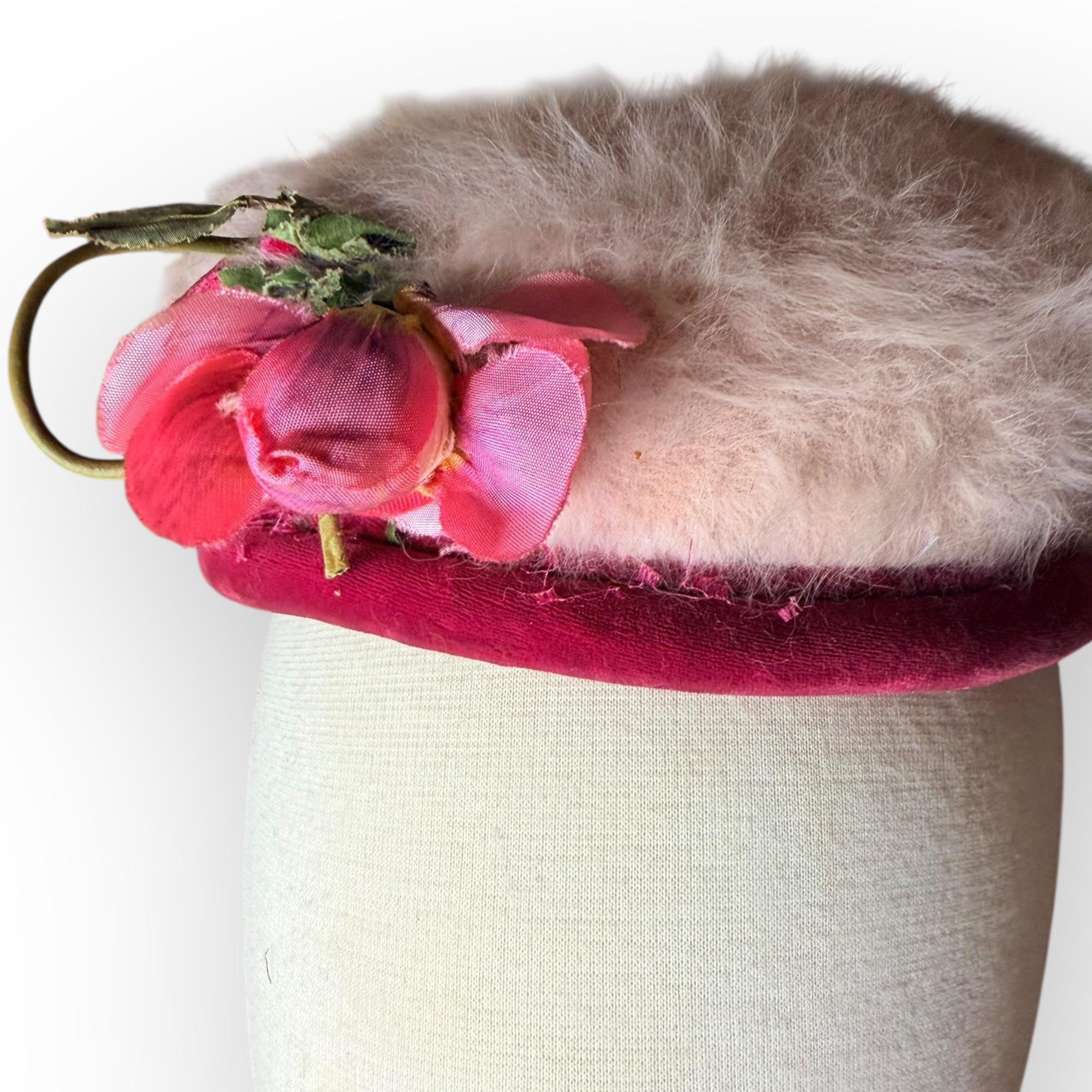 Vintage 1950s Royal Blue Peachbloom Velour Tilt Hat image 2