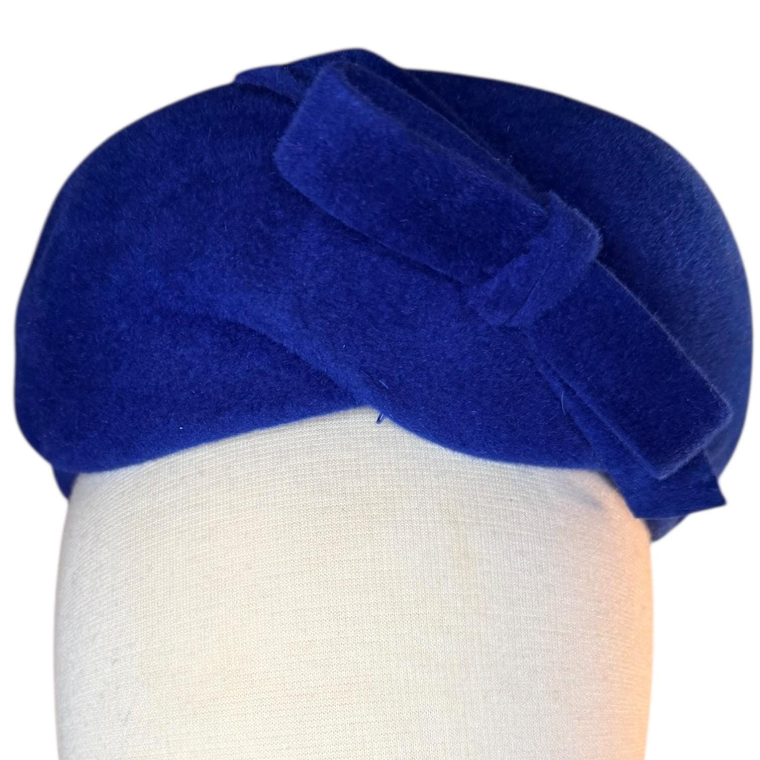 Vintage 1950s Royal Blue Peachbloom Velour Tilt Hat image 2