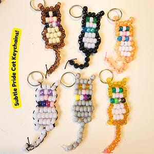 Subtelny brelok z koralikami w kształcie kota LGBTQ+ Pride + możliwość personalizacji niespodzianki!