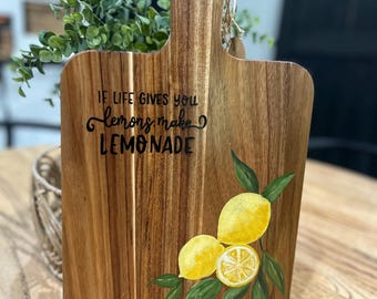 Hand-Painted Lemon Cutting Board