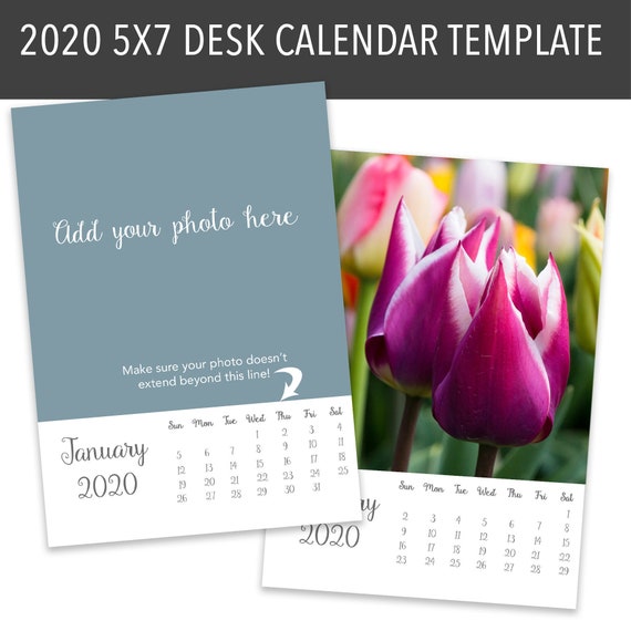 2020 Desk Calendar Template Instant Download Customizable Etsy