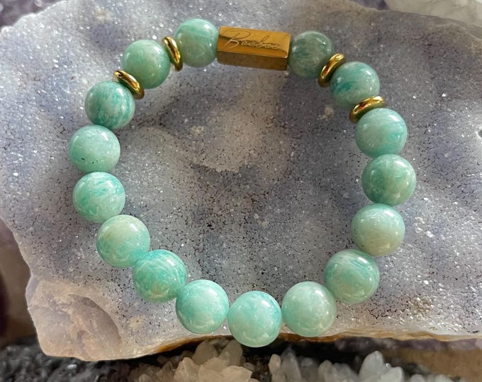 Featured listing image: Handmade Amazonite Bracelet (10mm) | Calming Crystal Gemstone Jewelry
