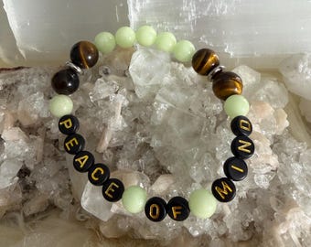 Tiger Eye Crystal Bracelet | Peace of Mind, Glow in the Dark Charm