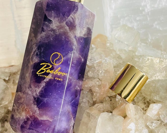 Amethyst Natural Crystal Perfume Bottle | Fillable Oil Bottle | Fillable Oil Container | Perfume Container