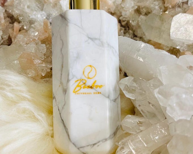 Howlite Natural Crystal Perfume Bottle | Fillable Oil Bottle | Fillable Oil Container | Perfume Container