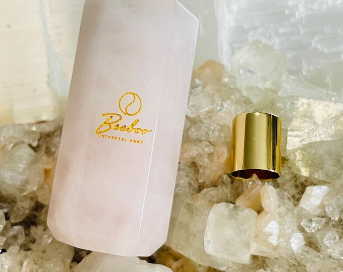 Rose Quartz Natural Crystal Perfume Bottle | Fillable Oil Bottle | Fillable Oil Container | Perfume Container