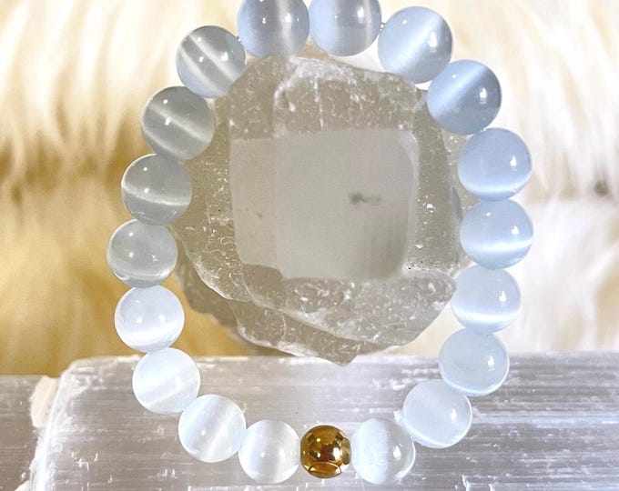 Cat's Eye Gemstone Bracelet – Gold Filled Accent, Spiritual Protection