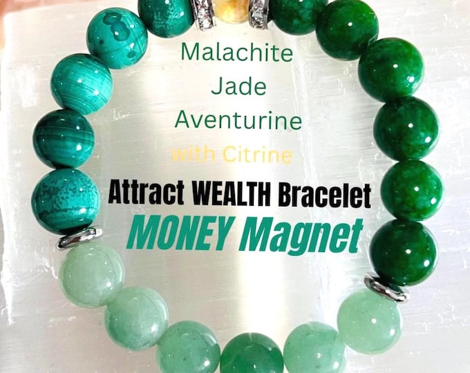 Attract Wealth Gemstone Bracelet | Malachite, Aventurine, Jade and Citrine