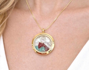 Gold Filled Floating Gemstone Necklace, Opalite Jasper Aventurine Pendant