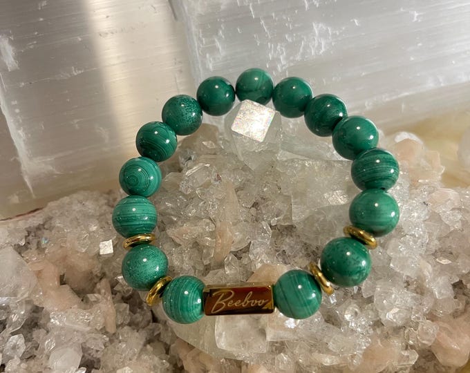Malachite Bracelet (10mm) | Natural Stone | Healing Jewelry | Green Stone | 2026 Lucky Charm gemstone