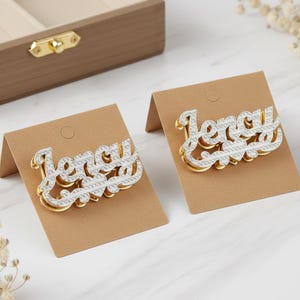 18K vergulde oorknopjes met scriptnaam, gepersonaliseerde aangepaste naamsieraden