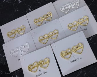 Orecchini a perno personalizzati con nome a forma di cuore, gioielli personalizzati in acciaio inossidabile