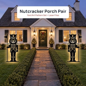 Nutcracker Porch Pair Yard Art Pattern, Left and Right Nutcracker Plywood Template, Laser Cut SVG DXF, Printable Christmas Door Decor