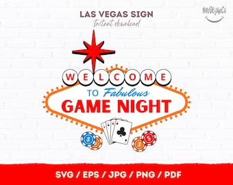 Game Night Las Vegas Sign SVG | Vegas Party Game Night Decor | Printable Cut File | Instant Download