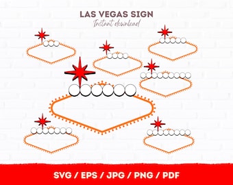Las Vegas Sign SVG Bundle | Editable Vegas Sign Elements | Printable Cut Files Set | Instant Download