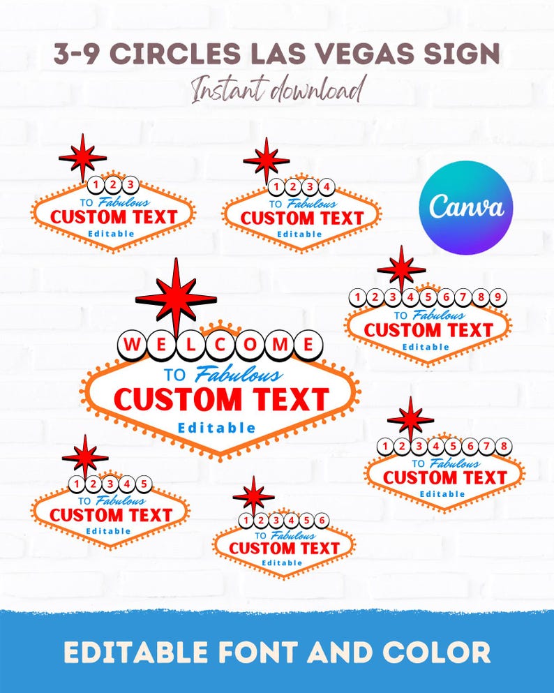 Editable Las Vegas Sign Template Custom Text Vegas Sign