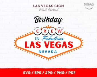 Birthday Crew Las Vegas Sign SVG | Vegas Birthday Group Party Design | Printable Cut File | Instant Download