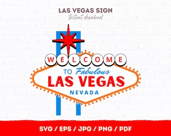 Las Vegas Welcome Sign SVG with Posts | Classic Vegas Road Sign Design | Printable Cut File | Instant Download