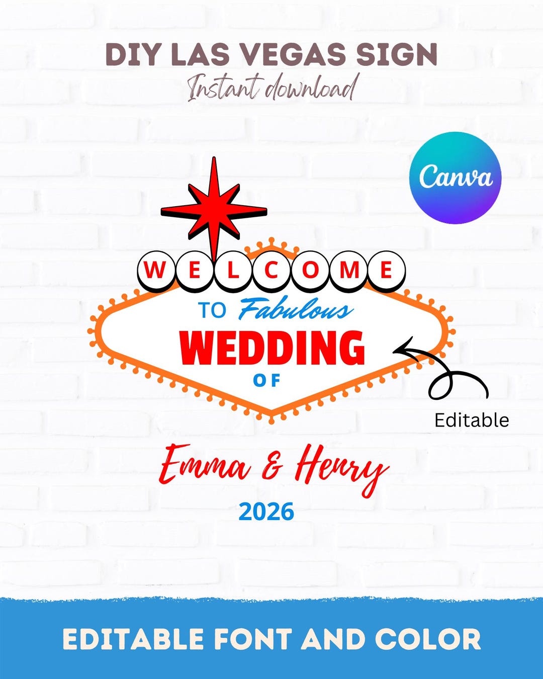 to Fabulous Wedding SVG, Editable Las Vegas Wedding Sign