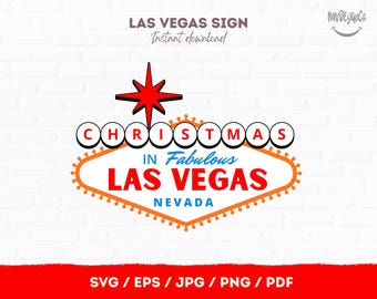 Christmas Las Vegas Sign SVG | Holiday Vegas Decor Design | Printable Cut File | Instant Download