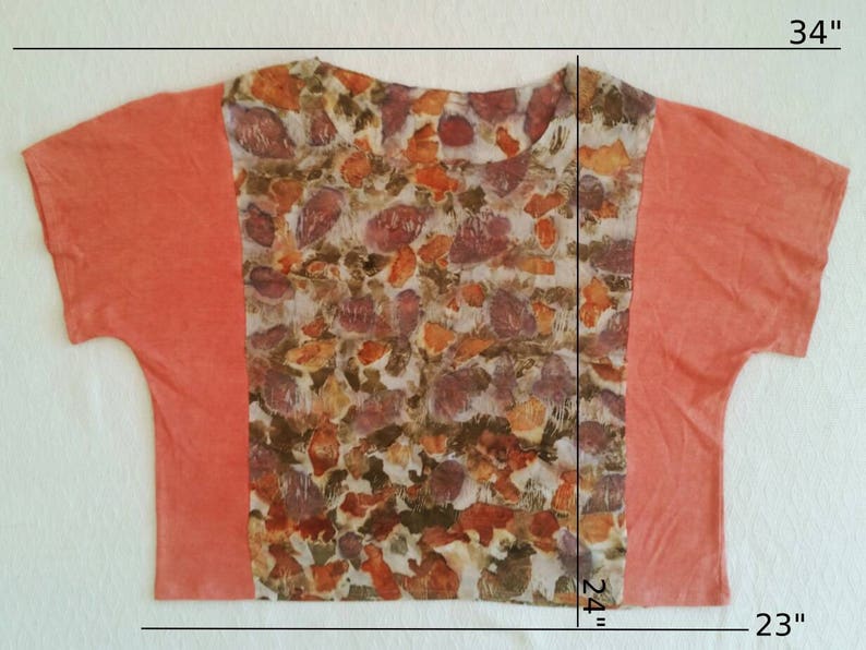 hemp tee bohemian blouse organic cotton blouse eco dyes top plant dyed tshirt ecoprinted silk blouse natural dyes blouse handmade
