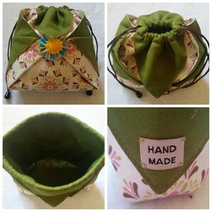 Girls Mini Drawstring Bag, Girls origami Drawstring Bag, Candy Bag, TREASURE Bag for little girls.