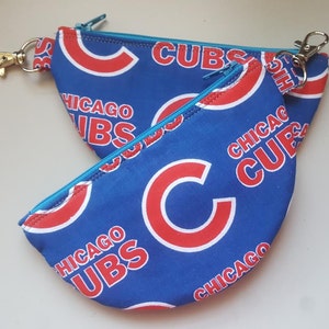 Set van 2 Chicago Cups handgemaakt handtasje met honkbalprint, ritszakje, muntzakje, muntzakje. Kaarthouder