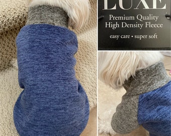 Luxe Premium Dog Sweater, Blue Heather Premium dog Hoodies, Luxe fleece dog sweater, Blue Premium Fleece Dog Sweater Blue Dog sweater