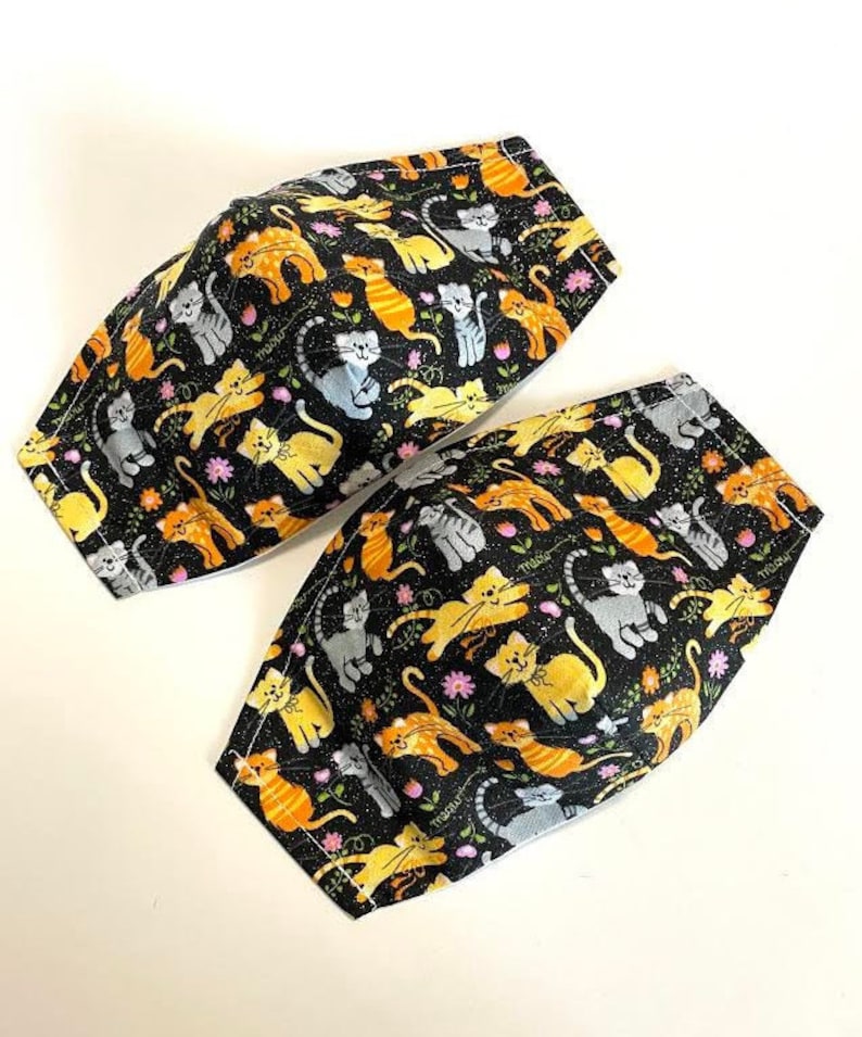 Cat Mask With Filter Pocket 3 Layer Cat Face Mask Cat Lover Etsy