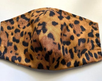 Sale! Leopard print Face Mask for adult,3 Layer Face Mask with Filter Pocket, Washable/ Reusable Face Mask, 100% Cotton, MADE IN USA